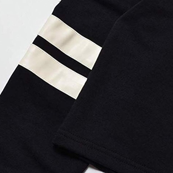 Black Cropped Hoodie with White Stripes - Picture 5 of 10